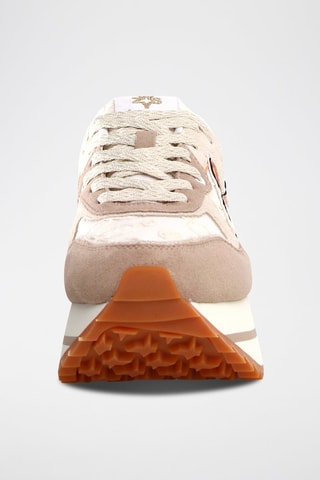 Zapatillas de nobuk con plataforma - Beige