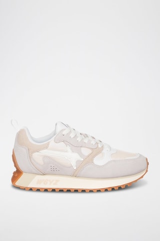 Zapatillas de nobuk - Blanco, beige y gris