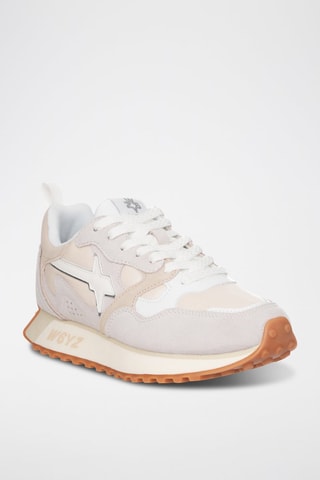 Zapatillas de nobuk - Blanco, beige y gris