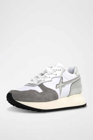 Zapatillas de piel con plataforma - Gris