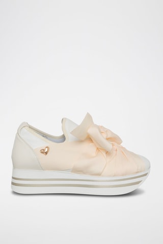 Slip-on con plataforma - Blanco y rojo
