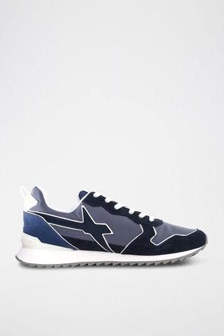 Zapatillas de nobuk - Blanco, negro, azul y gris