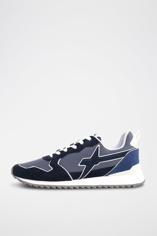 Zapatillas de nobuk - Blanco, negro, azul y gris