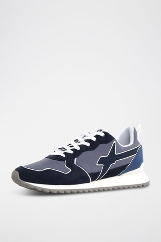 Zapatillas de nobuk - Blanco, negro, azul y gris