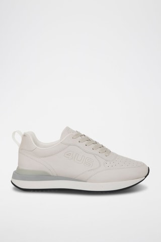 Zapatillas de nobuk - Blanco, negro y gris