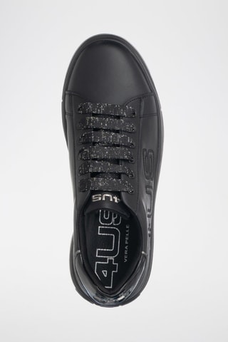 Zapatillas de piel con plataforma - Negro