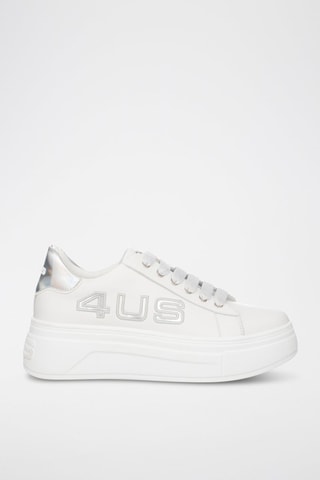 Zapatillas de piel con plataforma - Blanco