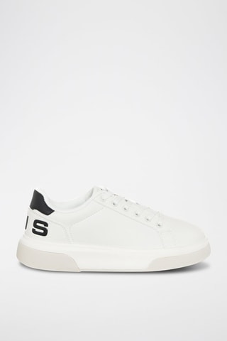 Zapatillas de piel con plataforma - Blanco