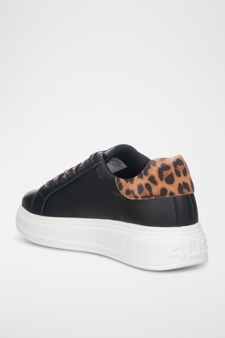 Zapatillas de piel con plataforma - Negro
