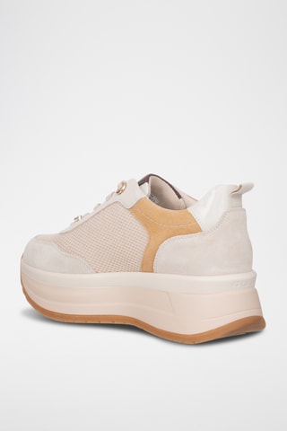 Zapatillas de piel con plataforma - Beige