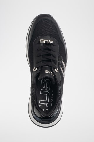 Zapatillas de piel con plataforma - Negro