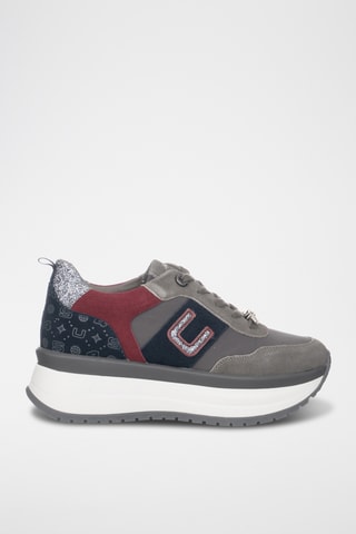 Zapatillas de piel con plataforma - Azul