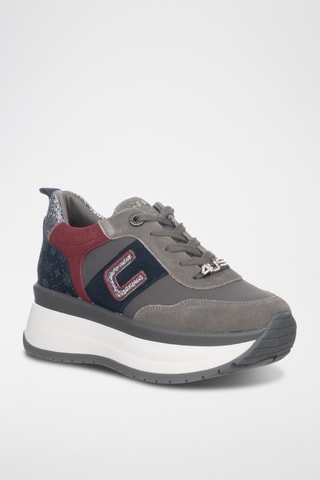 Zapatillas de piel con plataforma - Azul