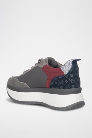 Zapatillas de piel con plataforma - Azul