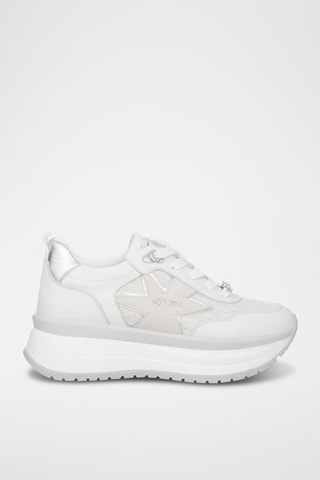 Zapatillas de piel con plataforma - Blanco