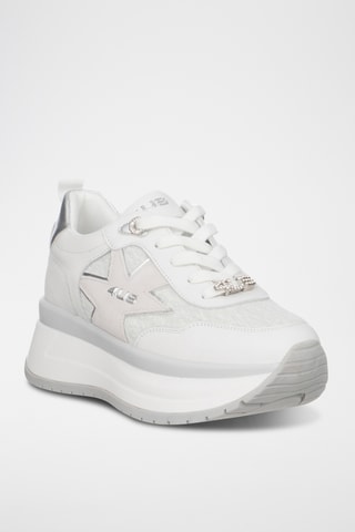 Zapatillas de piel con plataforma - Blanco