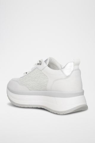 Zapatillas de piel con plataforma - Blanco