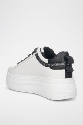 Zapatillas de piel con plataforma - Negro