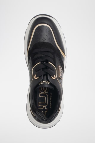 Zapatillas de piel con plataforma - Negro