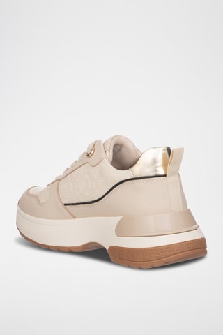Zapatillas de piel con plataforma - Beige