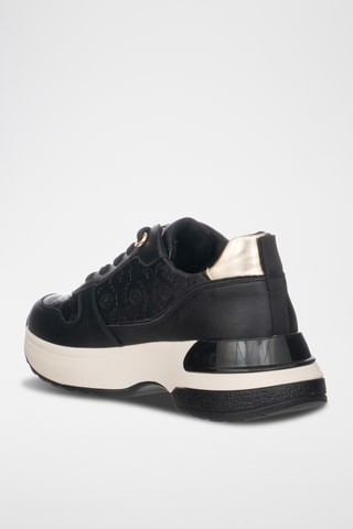 Zapatillas de piel con plataforma - Negro