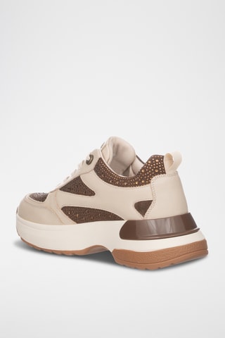 Zapatillas de piel con plataforma - Beige
