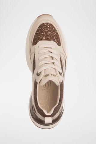Zapatillas de piel con plataforma - Beige