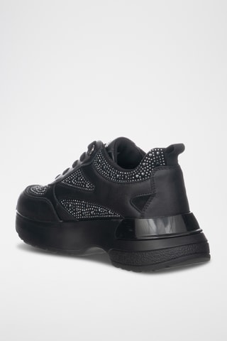 Zapatillas de piel con plataforma - Negro