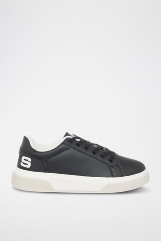 Zapatillas de piel con plataforma - Negro