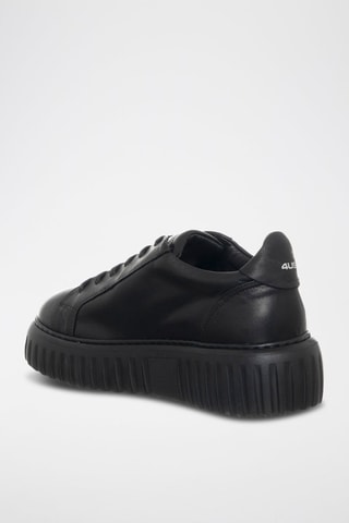 Zapatillas de piel con plataforma - Negro