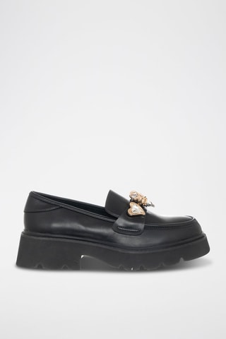 Mocasines con plataforma - Negro y dorado