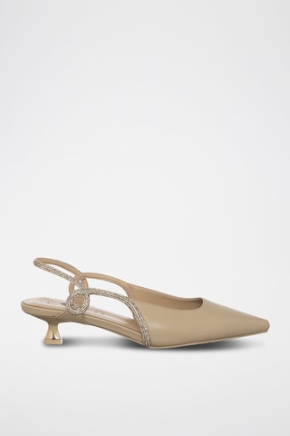 Zapatos de tacón - Beige y plateado