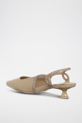 Zapatos de tacón - Beige y plateado