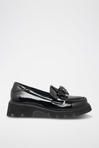 Mocasines con brillo con plataforma - Negro