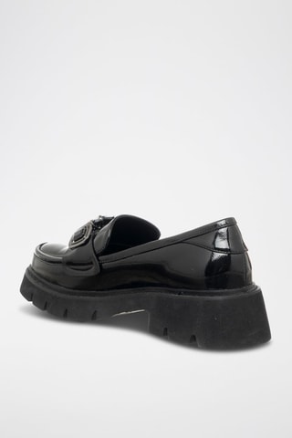 Mocasines con brillo con plataforma - Negro