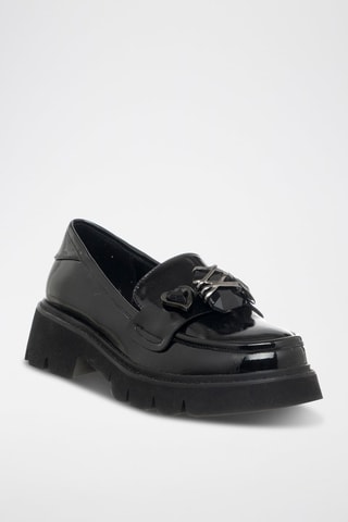 Mocasines con brillo con plataforma - Negro