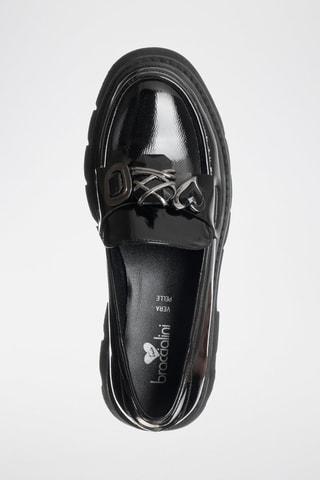 Mocasines con brillo con plataforma - Negro