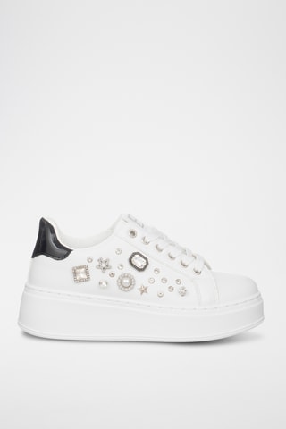 Zapatillas de piel con plataforma - Blanco