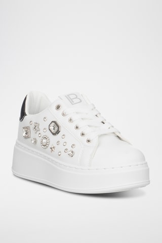 Zapatillas de piel con plataforma - Blanco