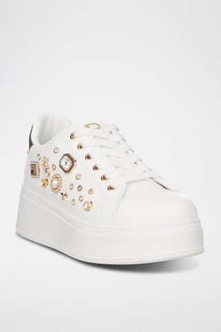 Zapatillas de piel con plataforma - Blanco