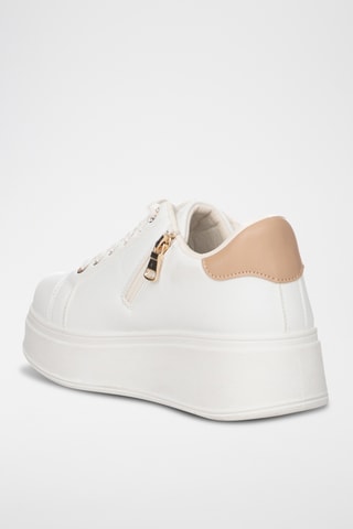 Zapatillas de piel con plataforma - Beige