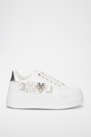 Zapatillas de piel con plataforma - Blanco