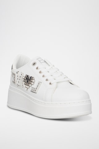 Zapatillas de piel con plataforma - Blanco