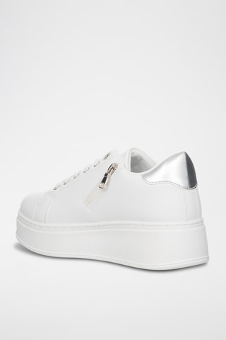 Zapatillas de piel con plataforma - Blanco