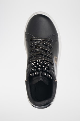 Zapatillas de piel con plataforma - Negro