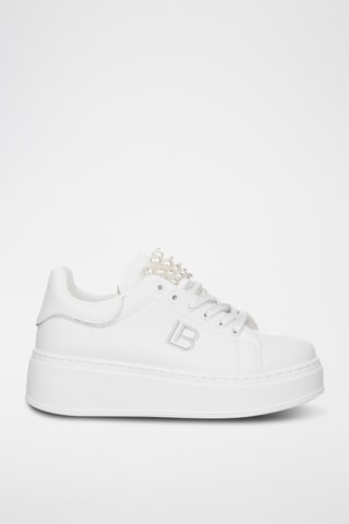 Zapatillas de piel con plataforma - Blanco