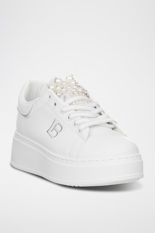 Zapatillas de piel con plataforma - Blanco
