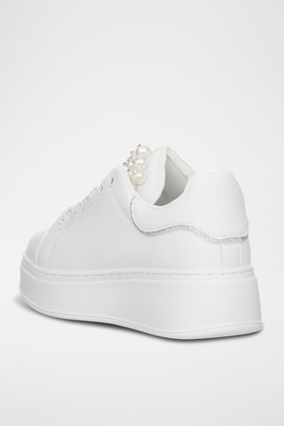 Zapatillas de piel con plataforma - Blanco