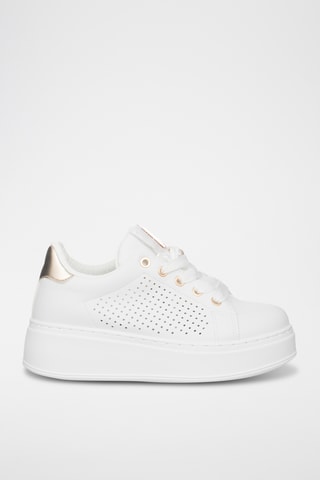 Zapatillas de piel con plataforma - Blanco