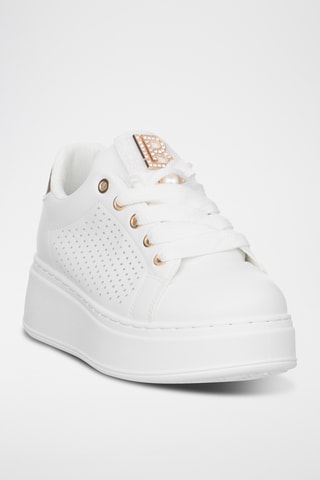 Zapatillas de piel con plataforma - Blanco